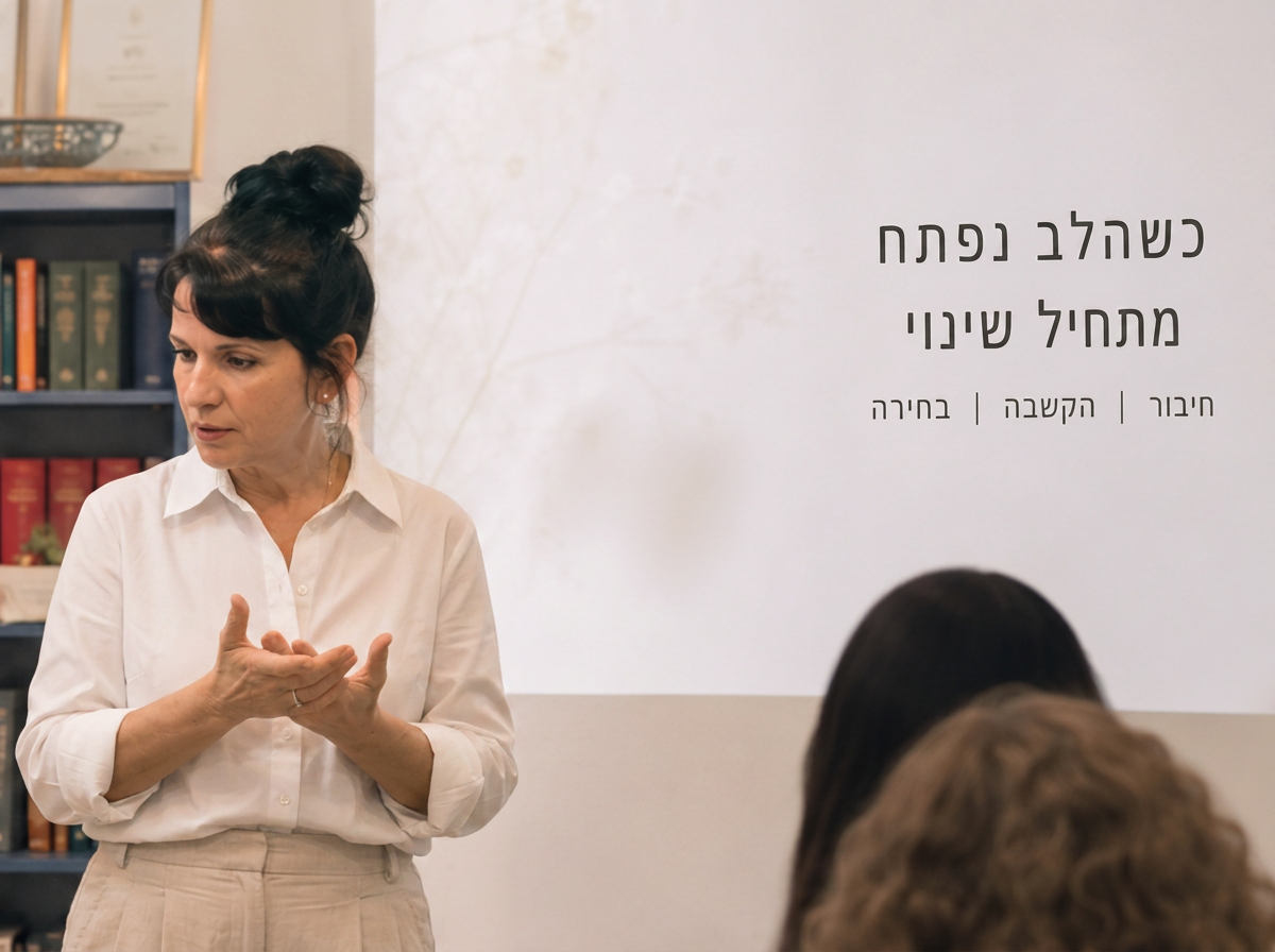 רותי משוחחת מול לוח